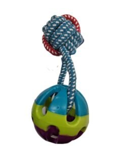 PELOTA CANASTA C/CASCABEL Y JUGUETE DE SOGA