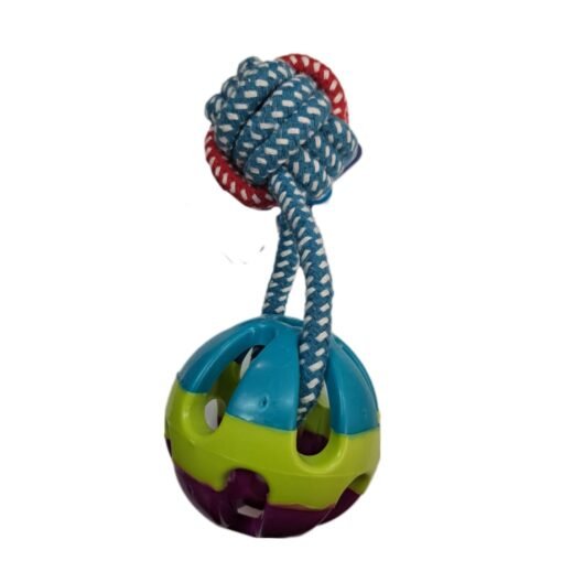 PELOTA CANASTA C/CASCABEL Y JUGUETE DE SOGA