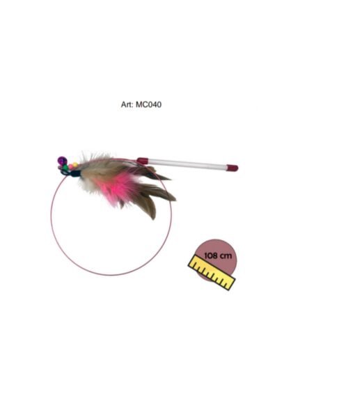 MC040 CAÑA FLEXIBLE C/PLUMAS Y CASCABEL 85CM