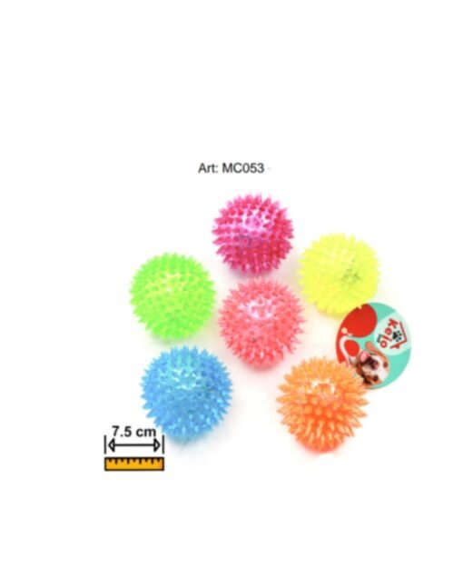MC053 PELOTA CON CHIFLE Y LUZ 7.5 CM