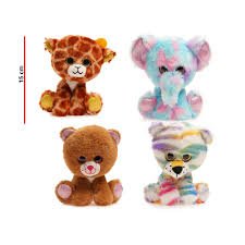 PELUCHE ANIMALES OJOS BRILLOSOS 15CM
