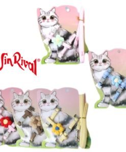 CONJUNTO PRETAL Y CORREA P/GATO C/FLOR