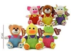 PELUCHES ANIMALES COLORIDOS SURTIDOS 21CM