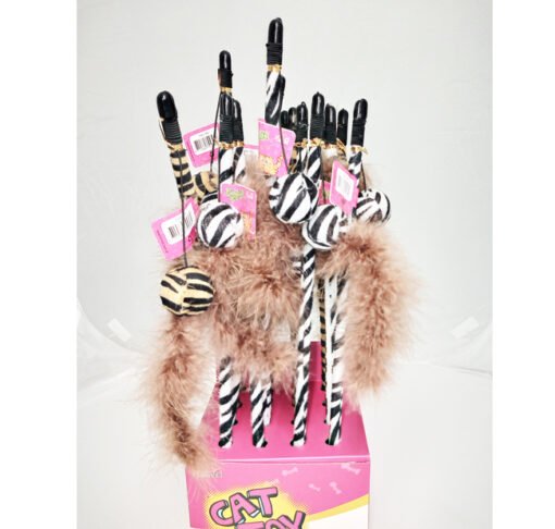 PALITO PLAST P/GATOS C/PELOTA ANIMAL PRINT