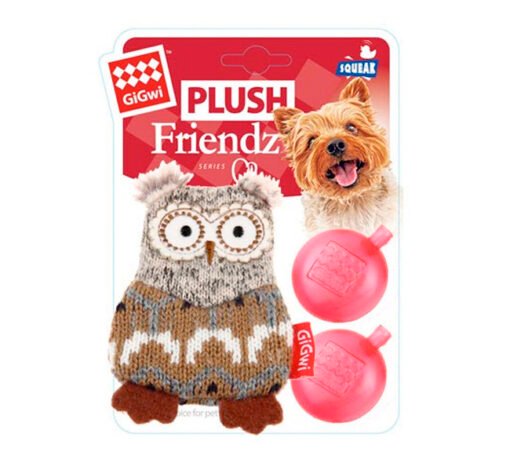 GIGWI OWL PLUSH FRIENDZ REFILLABLE SQUEAK