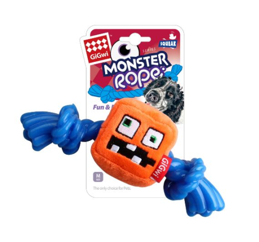 GIGWI ORANGE MONSTER ROPE SQUEAKER M MILLEX