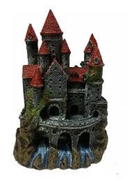 CASTILLO MEDIEVAL C/ RIO DE RESINA  20X27 CM HT