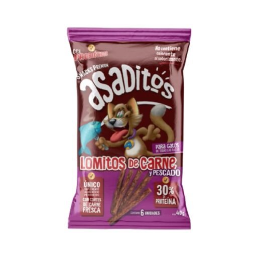 ASADITOS LOMITOS DE CARNE Y PESCADO P/GATO X6