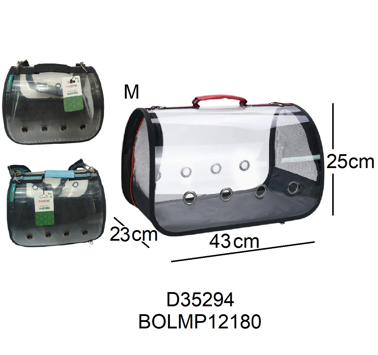 BOLSO TRANSPORTADOR TRANSPARENTE 43X23X25 MPT HT