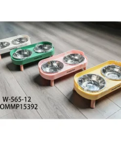 COMEDERO DOBLE PLASTICO C/PATAS Y PLATO ACERO HT