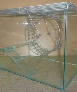 HAMSTERA VIDRIO DUPLEX,TAPA Y RUEDA 29X28X25