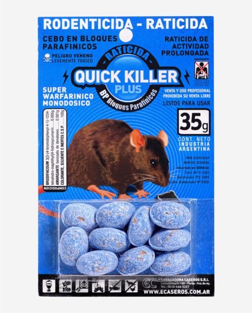 BLOQUE RATICIDA QUICK KILLER BLISTER X 35GR EC