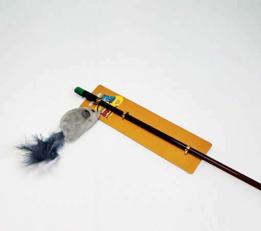 JUGUETE GATO CAÑA DE PESCAR C/PLUMAS MILLEX