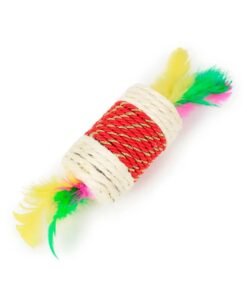 JUGUETE CILINDRO HILO SISAL C/PLUMAS