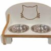 COMEDERO DE MADERA GATO DOBLE 8x19x33