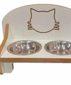 COMEDERO DE MADERA GATO DOBLE 8x19x33