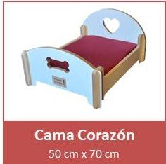 CAMA DE MADERA CORAZON PERRO GRANDE 50x70
