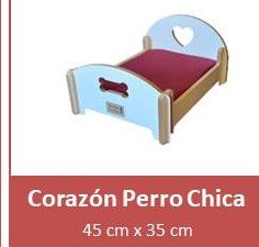CAMA DE MADERA CORAZON PERRO CHICA 45x35