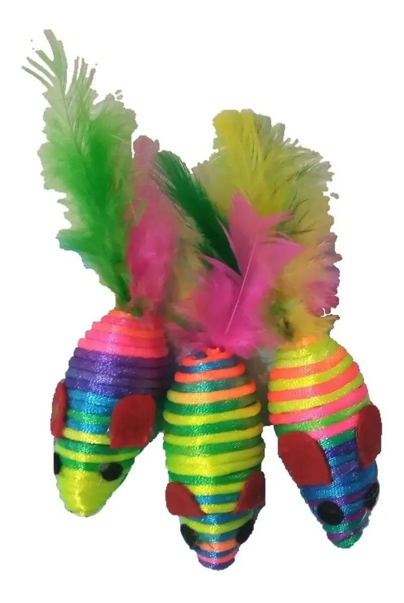 210639 RATITA MED X 3 ARCOIRIS C/PLUMAS