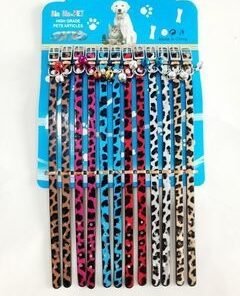 COLLAR ANIMAL PRINT C/CASCABEL X 12 UN